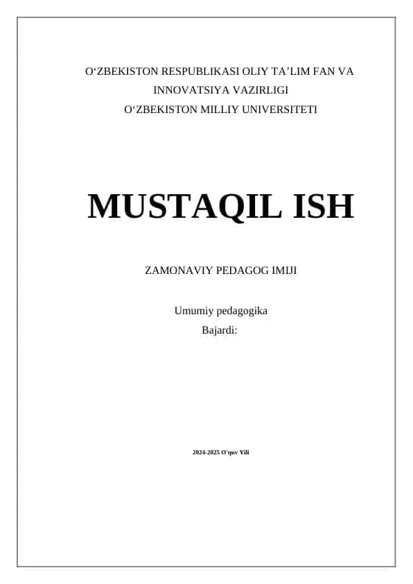 ZAMONAVIY PEDAGOG IMIJI