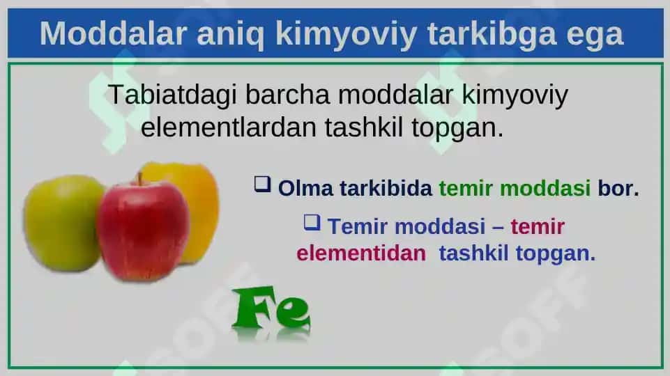 Kimyoviy modda  atom va molekulalar uyushmasi. Molekular va nomolekular moddalar 2