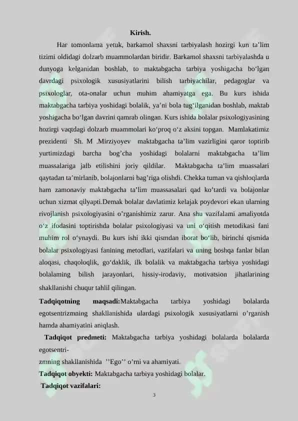 ’’MAKTABGACHA TARBIYA YOSHIDA EGOTSENTRIZMNING SHAKLLANISHI 3