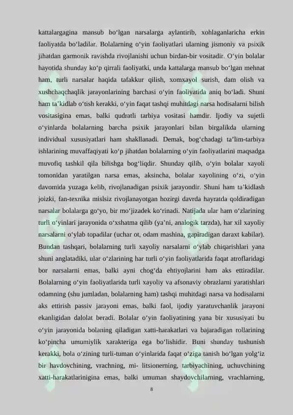 ’’MAKTABGACHA TARBIYA YOSHIDA EGOTSENTRIZMNING SHAKLLANISHI 8
