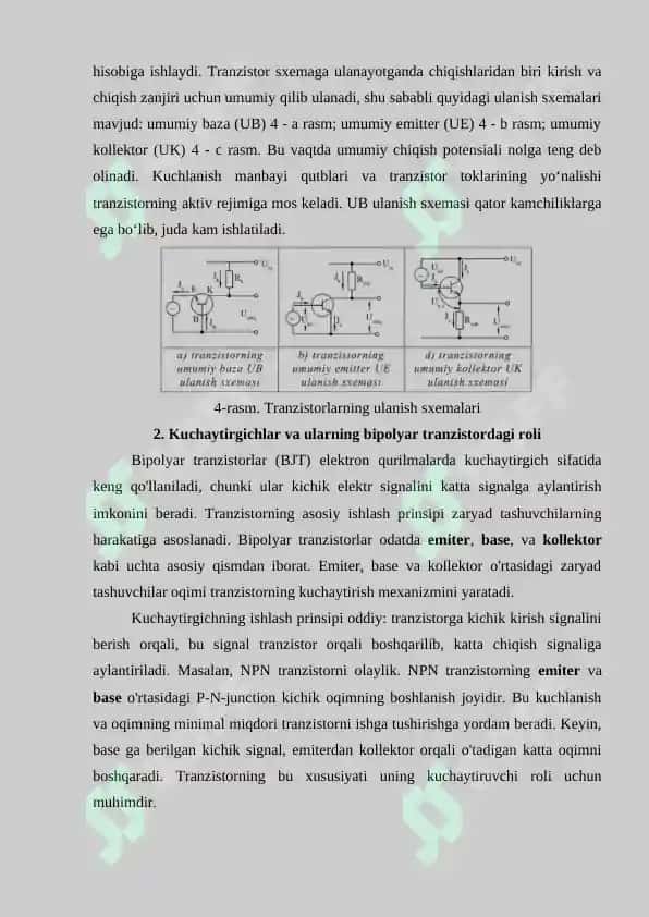 Bipolyar tranzistorning ulanish sxemalari 6