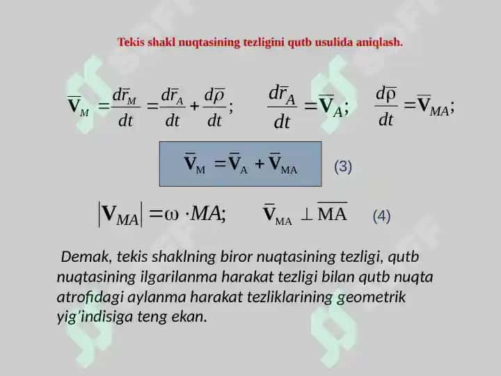 TEKIS PARALLEL HARAKATDAGI JISM NUQTALARINING TEZLIKLARI 5