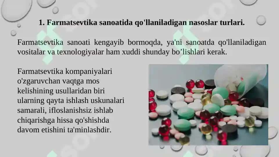 Farmatsevtika sanoatida nasoslarning maxsus turlari. Taqdimot 16 bet. 3