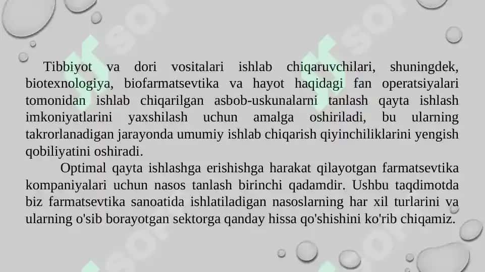 Farmatsevtika sanoatida nasoslarning maxsus turlari. Taqdimot 16 bet. 4