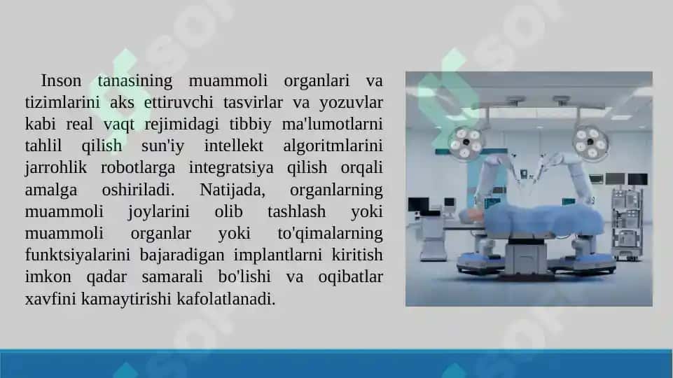 Zamonaviy jarrohlikda sunʼiy intellekt (SI) va robototexnika. Taqdimot 16 bet. 6