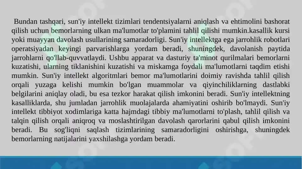 Zamonaviy jarrohlikda sunʼiy intellekt (SI) va robototexnika. Taqdimot 16 bet. 7