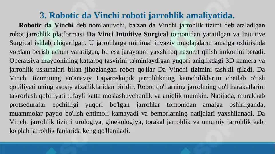 Zamonaviy jarrohlikda sunʼiy intellekt (SI) va robototexnika. Taqdimot 16 bet. 8