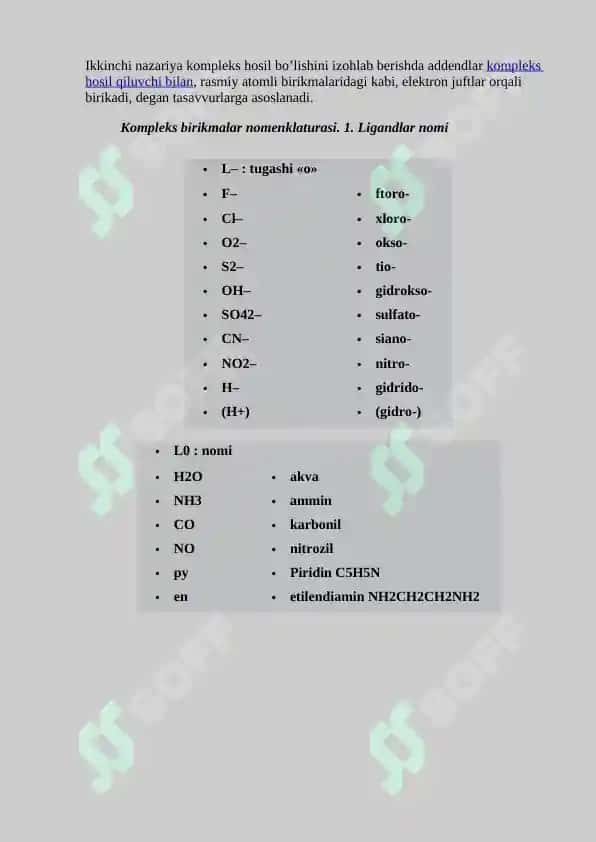 Kompleks birikmalar olinishi va xossalari. Suvning qattiqligini aniqlash. Referat 30 bet. 8