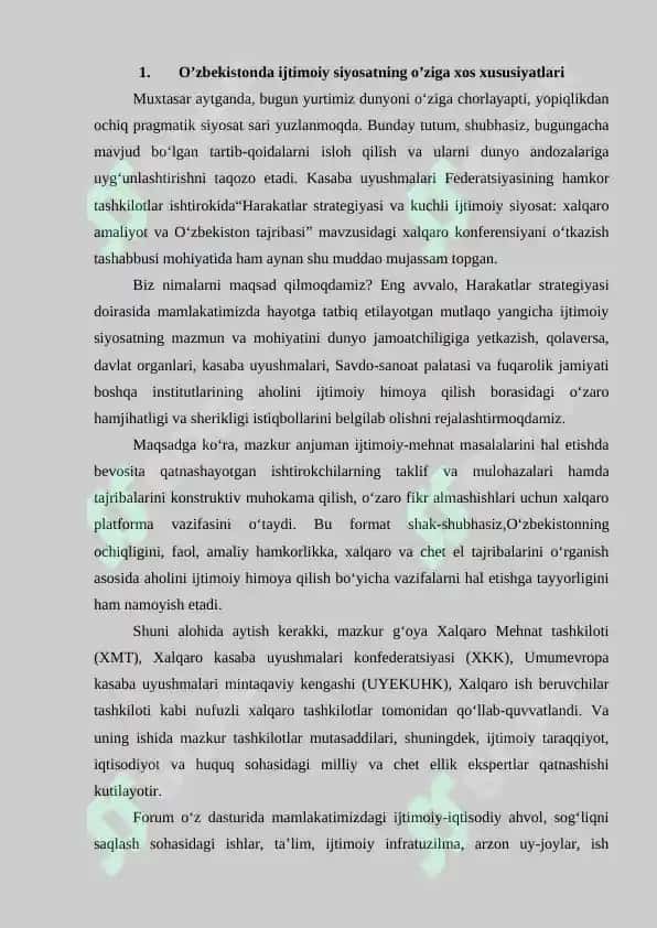 O’zbekistonda ijtimoiy siyosatning asosiy yo’nalishlari 2