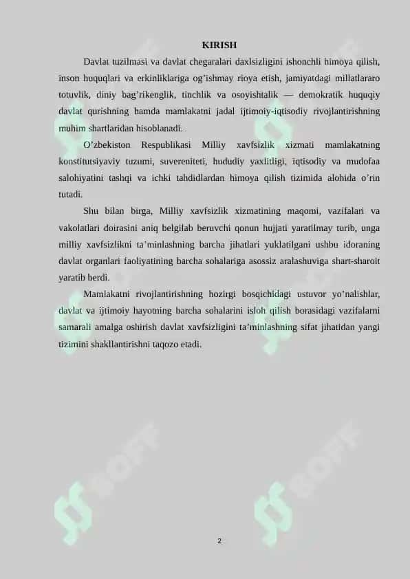 O’ZBEKISTON RESPUBLIKASI MILLIY XAVFSIZLIGINI TA’MINLASHNING IQTISODIY SOHADAGI ASOSIY YO’NALISHLARI 2