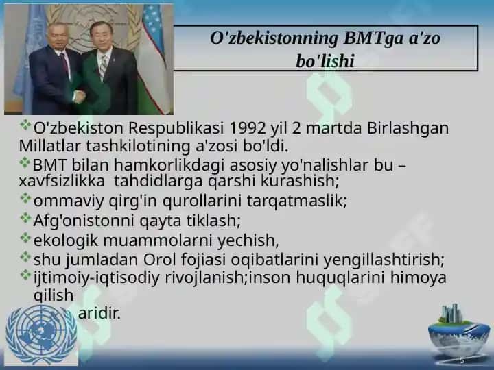 O'zbekiston xalqaro tashkilotlar bilan ko’p tomonlama hamkorligi 3