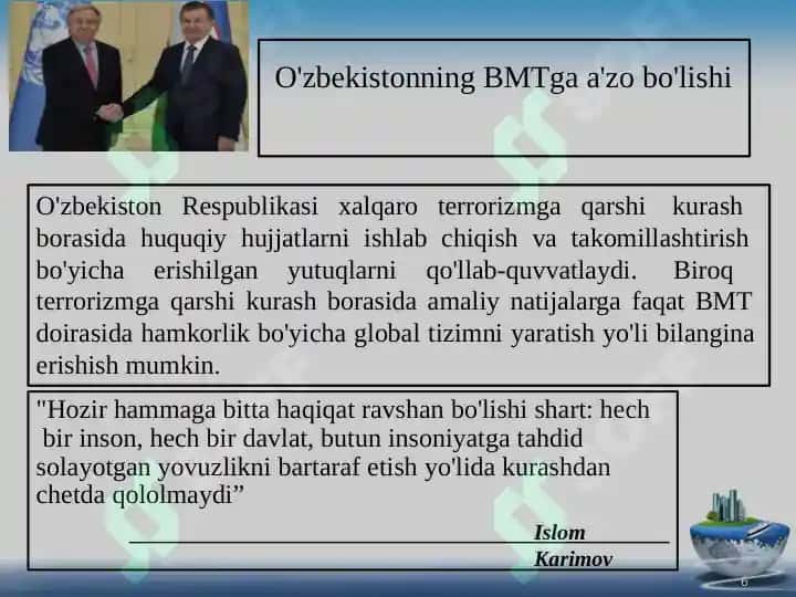 O'zbekiston xalqaro tashkilotlar bilan ko’p tomonlama hamkorligi 4