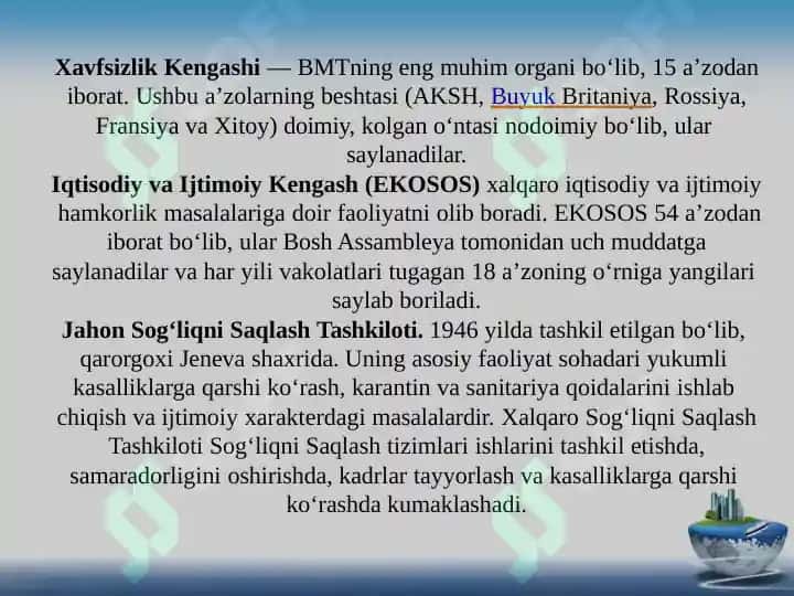 O'zbekiston xalqaro tashkilotlar bilan ko’p tomonlama hamkorligi 6