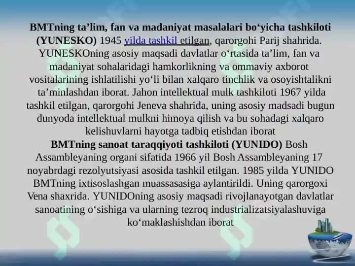 O'zbekiston xalqaro tashkilotlar bilan ko’p tomonlama hamkorligi 7