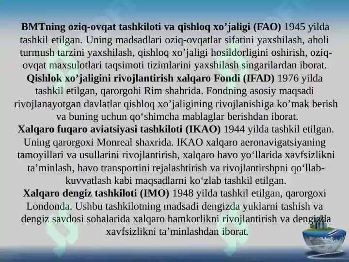 O'zbekiston xalqaro tashkilotlar bilan ko’p tomonlama hamkorligi 8