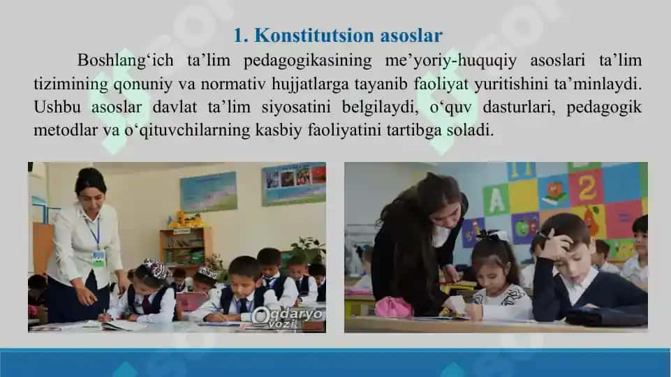 Boshlangʻich taʼlim pedagogikasining meyoriy asoslari. Taqdimot 10 bet. 2