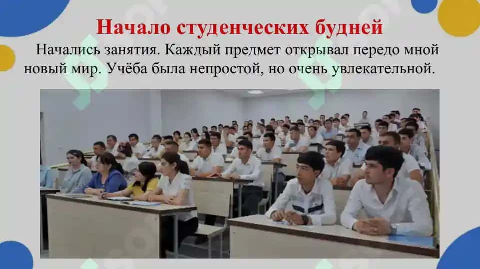 В университете. Презентация 10 лист. Очень качественная презентация, соответствует своей цене. Гарантия качества. Juda sifatli taqdimot, narxiga yarasha. sifatiga kafolat. 4