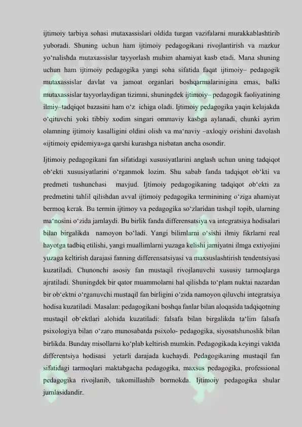 Ijtimoiy pedagogikaning fanlari tizimidagi o’rni 8