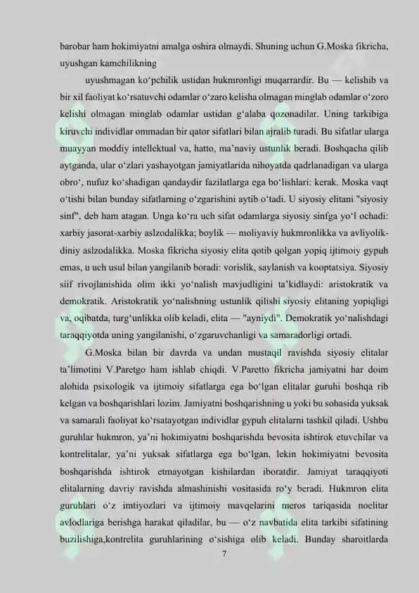 SIYOSAT KUN TARTIBINI SHAKLLANTIRISH VA QARORLAR QABUL QILISHDA SIYOSIY ELITANING ROLI 7