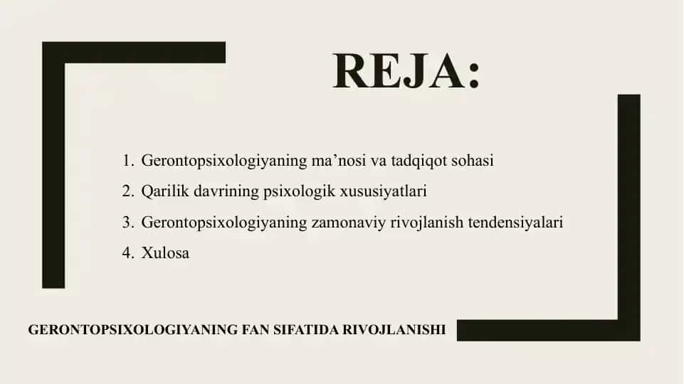 Gerontopsixologiyaning fan sifatida rivojlanishi