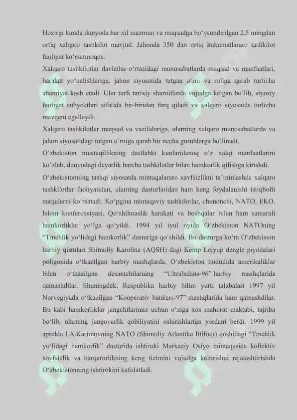 O'zbekiston Respublikasi xalqaro tashkilotlar hamkorligi 3