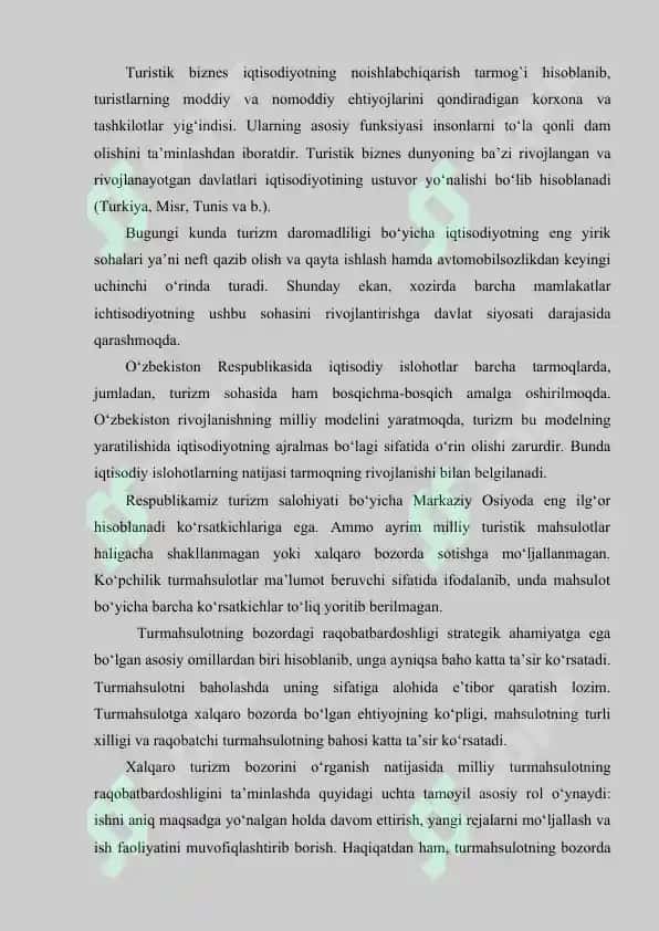 Milliy turizmini rivojlantirishda turistik mahsulotlarni shakllantirish imkoniyatlari 2