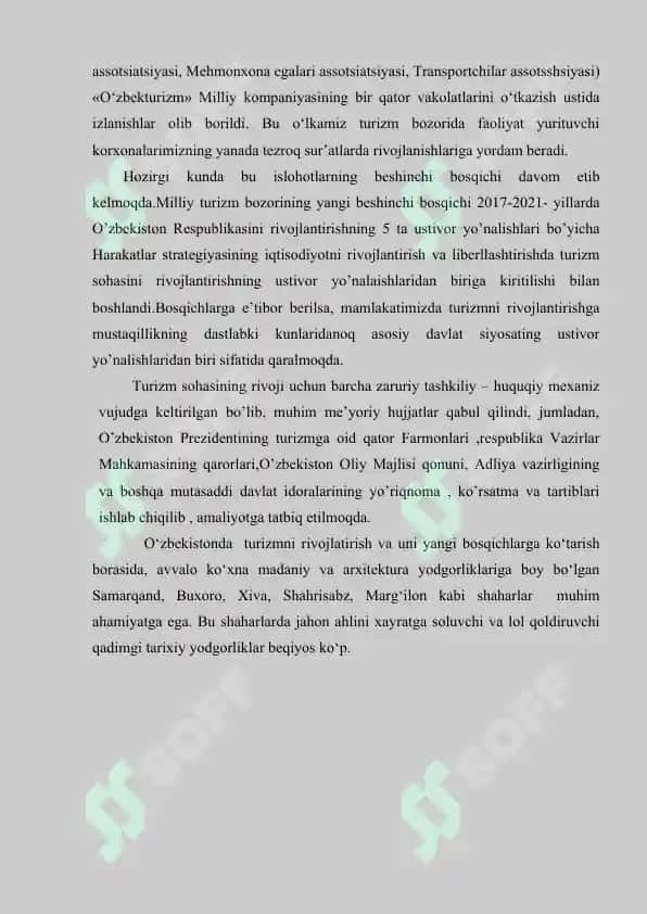 Milliy turizmini rivojlantirishda turistik mahsulotlarni shakllantirish imkoniyatlari 5