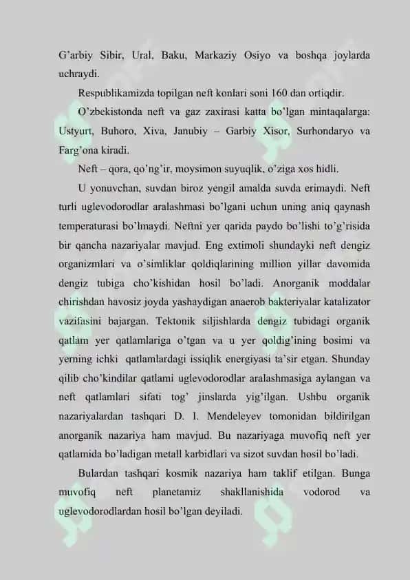 Uglevodorodlarning tabiiy manbalari: neft, tabiiy neft gazlari va yo’ldosh gazlar, toshko’mir, neftni haydash, neft mahsulotlari 3
