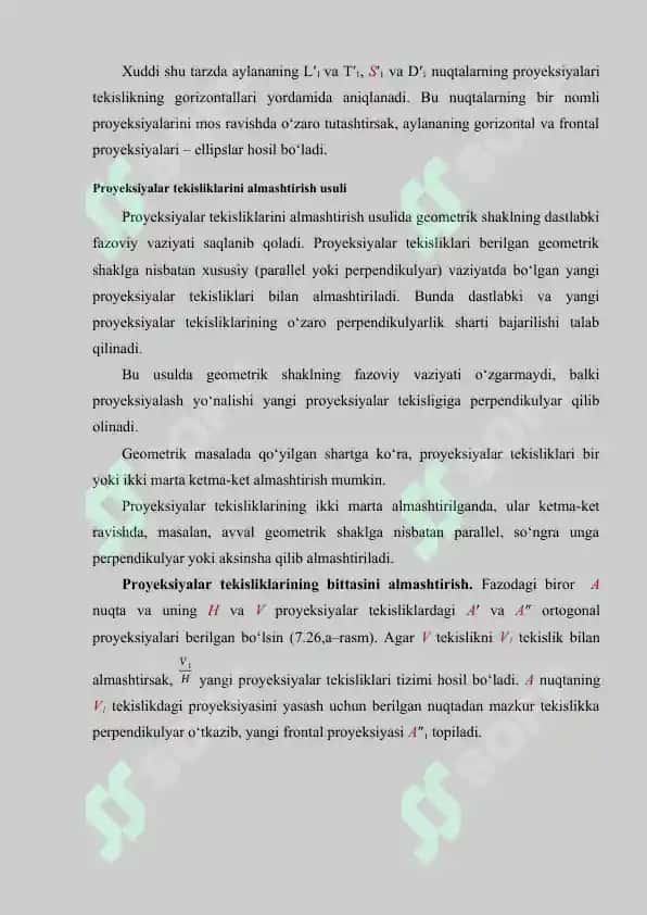 Praeksiya tekisliklarini aylantirish va joylashtirish usullari 6