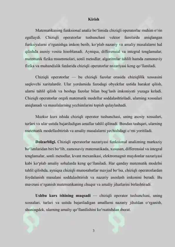 Chiziqli operatorlar haqida asosiy tushunchalar 3