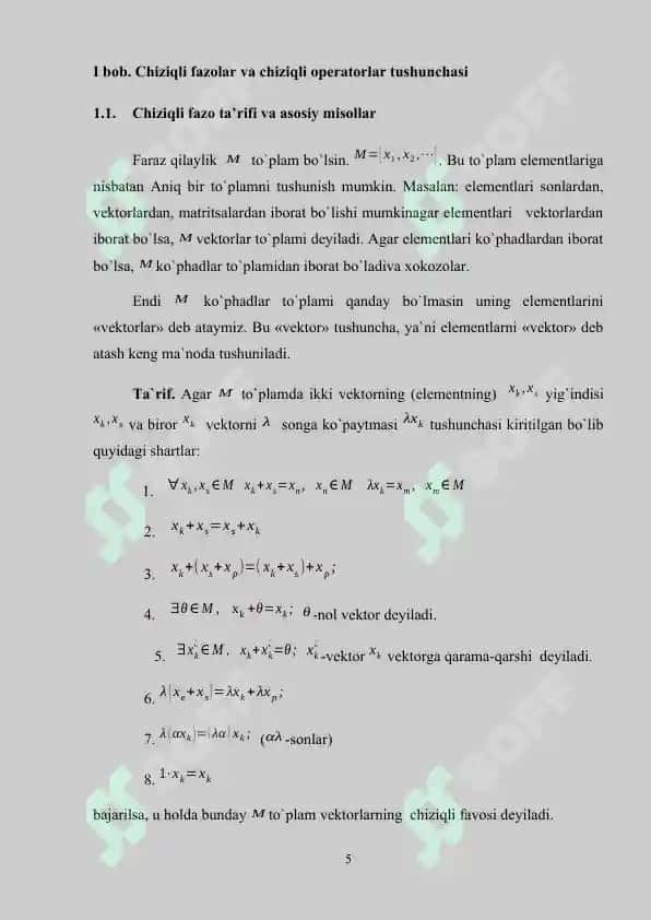 Chiziqli operatorlar haqida asosiy tushunchalar 5