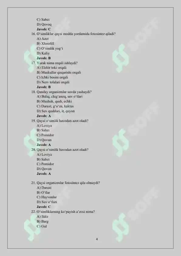 5-sinf biologiya darsligi test savollari 4
