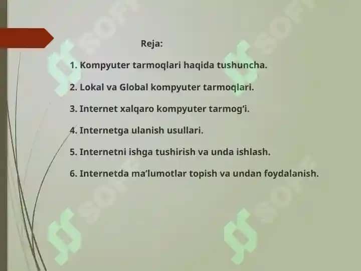 Internetga ulanish usullari. Modemning ahamiyati va vazifalari. Internetda axborotlarni qidirish va yuklab olish. 2