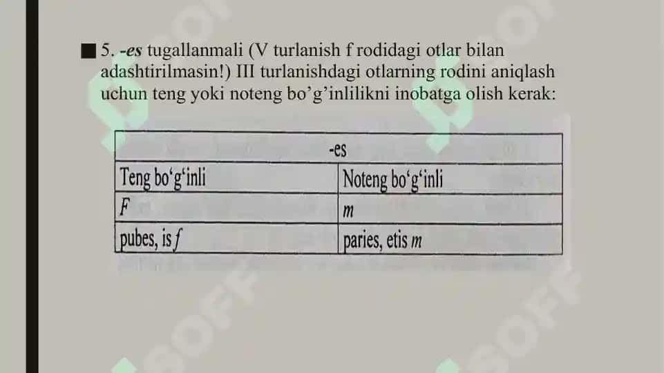 III turlanishdagi otlar. Genus masculinum. Genus femininum. Genus neutrum 5