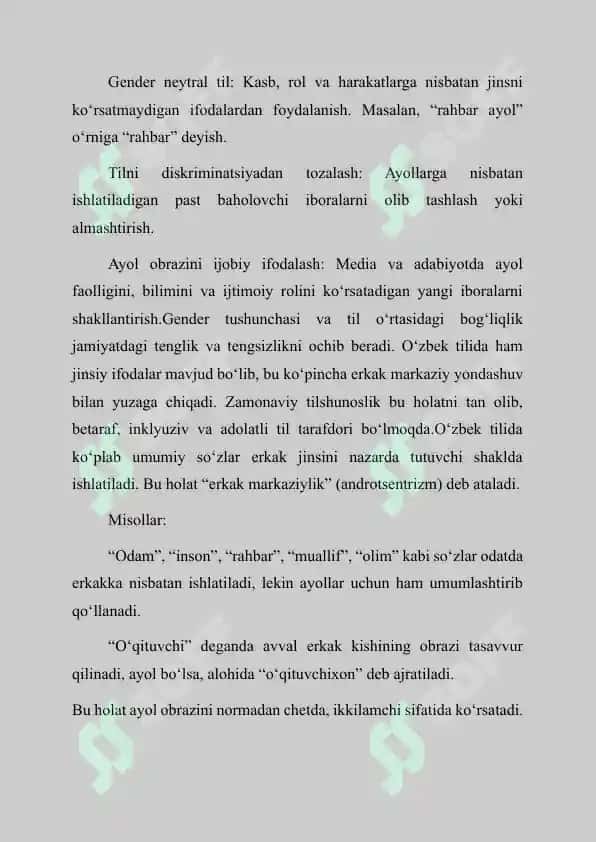 O‘ZBEK TILI VA GENDER: TILDAGI JINSIY IFODALAR 3