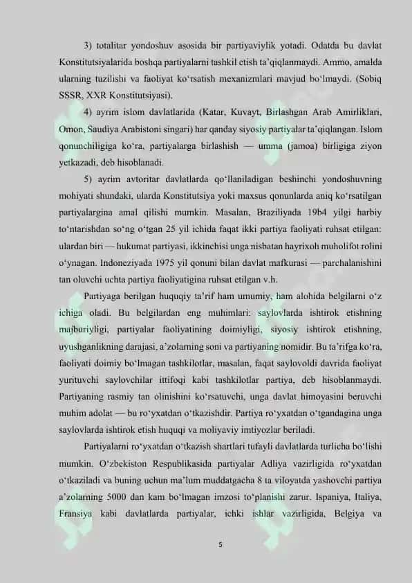 SIYOSIY PARTIYA BELGILARI VA UNING TURLARI 5