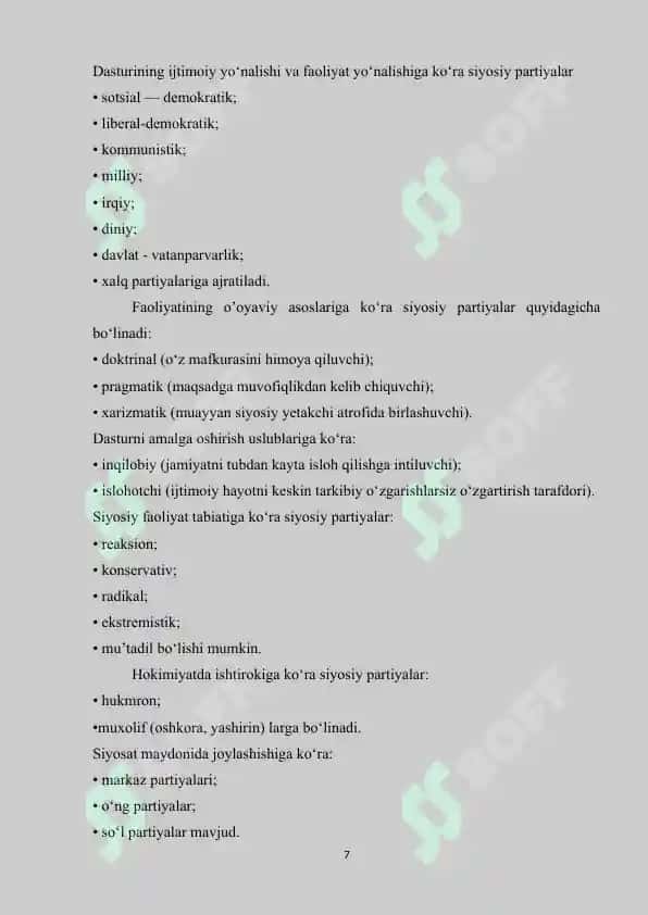 SIYOSIY PARTIYA BELGILARI VA UNING TURLARI 7