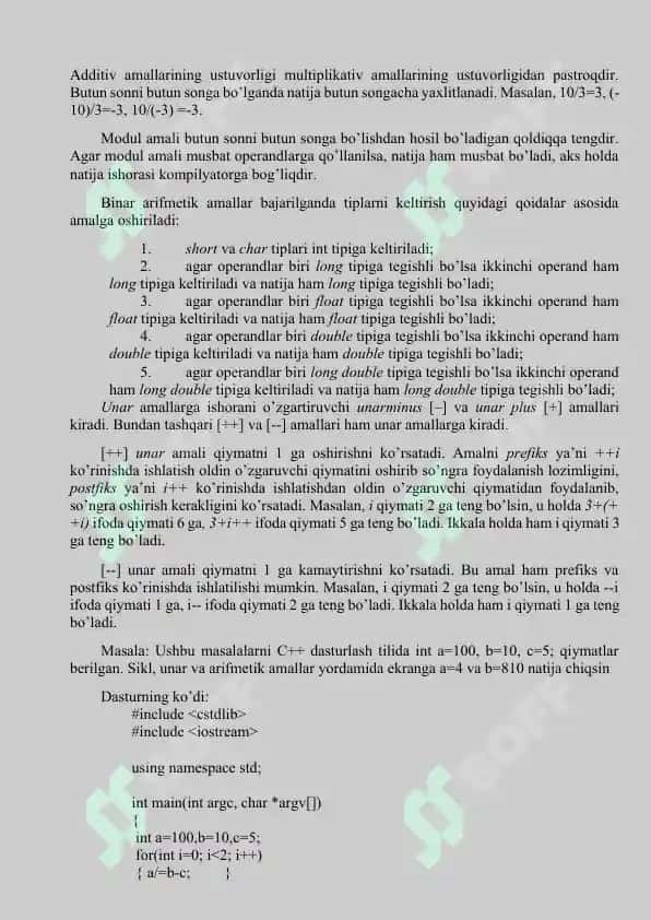 Dasturlash tillarida ma’lumotlarning standart turlari. Funksiyalarni amalga oshirish. 4