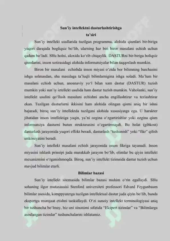 Sun’iy intellekt (Artifical Intellect) texnologiyalari va kompyuterlar yordamida o‘qitish tizimlari 5