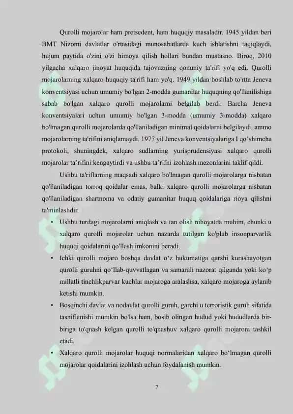 XALQARO QUROLLI MOJAROLAR TUSHUNCHASI VA SHAKLLARI 7