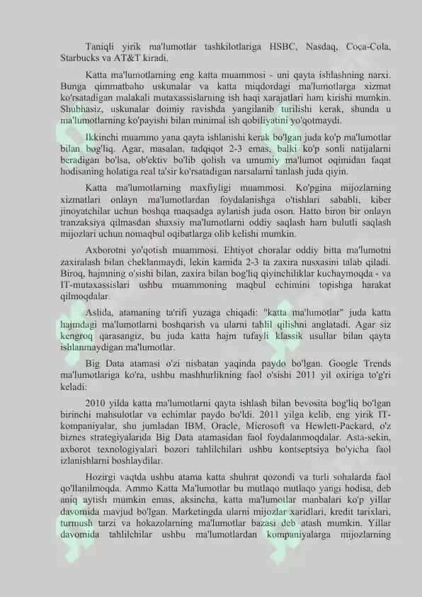 Katta hajmdagi ma’lumotlar Big Data texnologiyalari 4