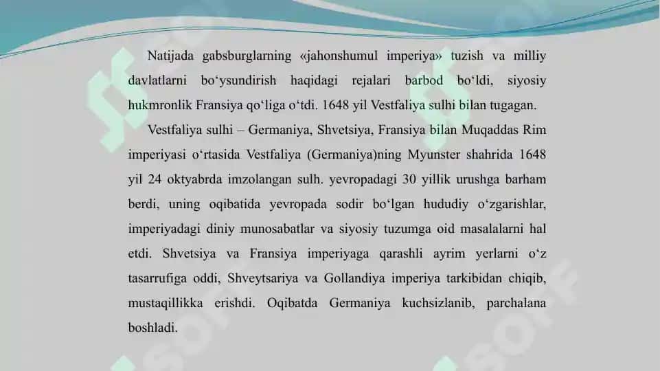 XVII–XIX asr boshlarida xalqaro munosabatlar va diplomatiya 3