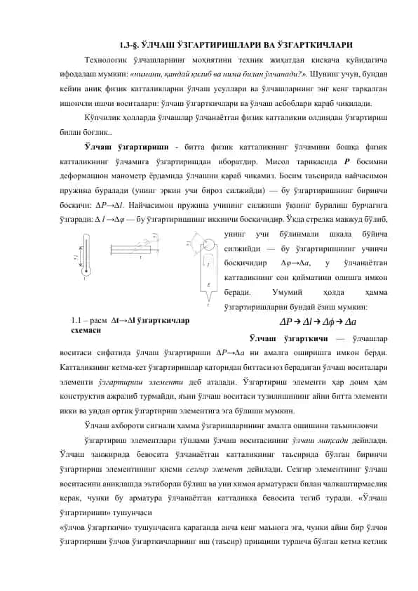 Teknologik Ulchash O'zgartirishlari va O'zgartkichlari