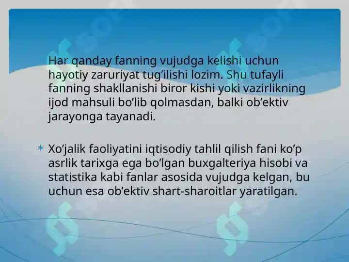 Iqtisodiy tahlil fanining fan sifatida shakllanishi 2