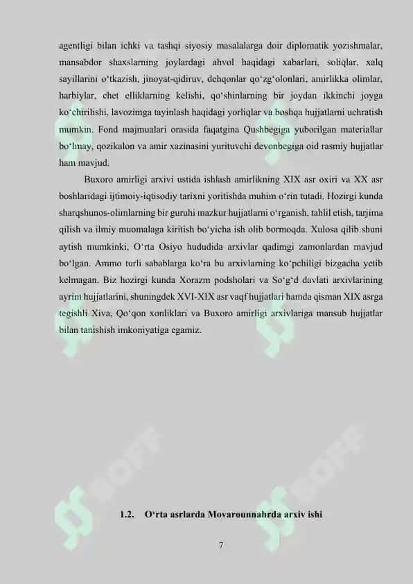 O‘RTA ASRLARDA O‘RTA OSIYO ARXIV ISHI TARIXI 7