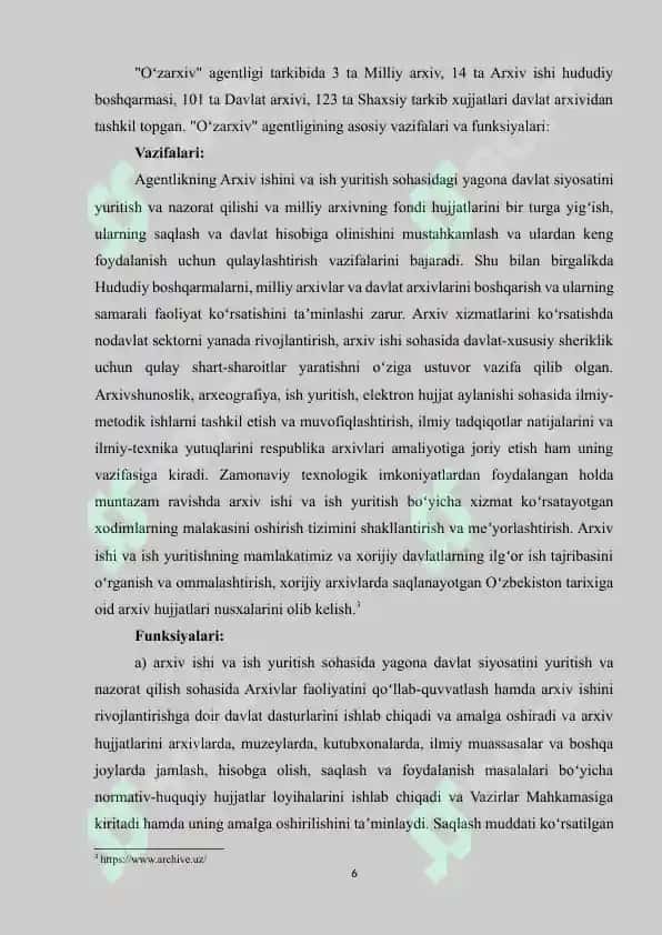 O'zbekiston Respublikasining arxiv sohasida xalqaro hamkorligi 6