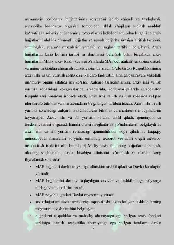 O'zbekiston Respublikasining arxiv sohasida xalqaro hamkorligi 7