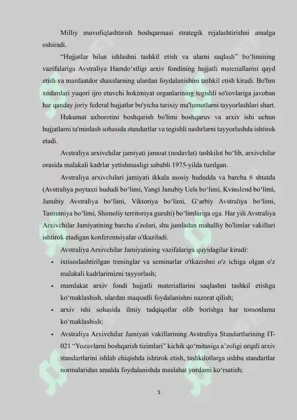 AVSTRALIYA ARXIV ISHI TARIXI 5