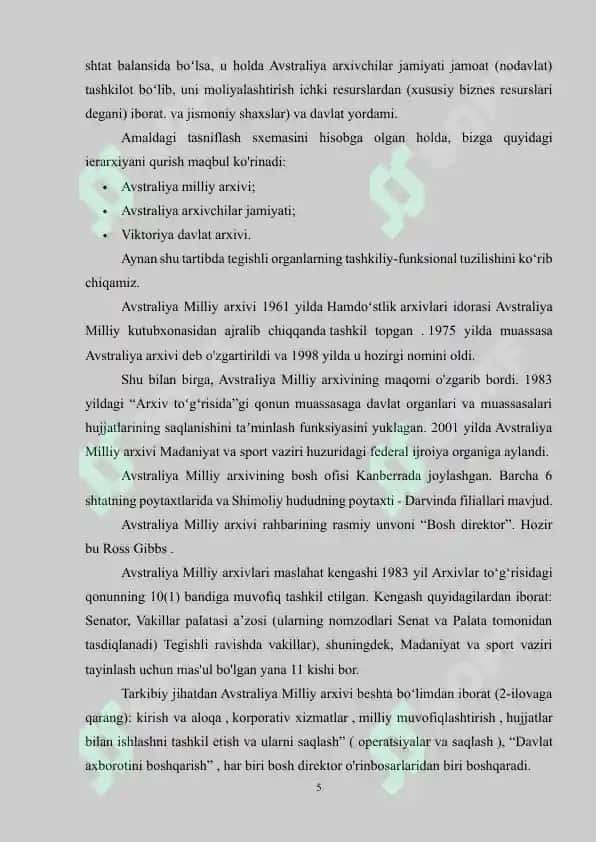 AVSTRALIYA ARXIV ISHI TARIXI 5