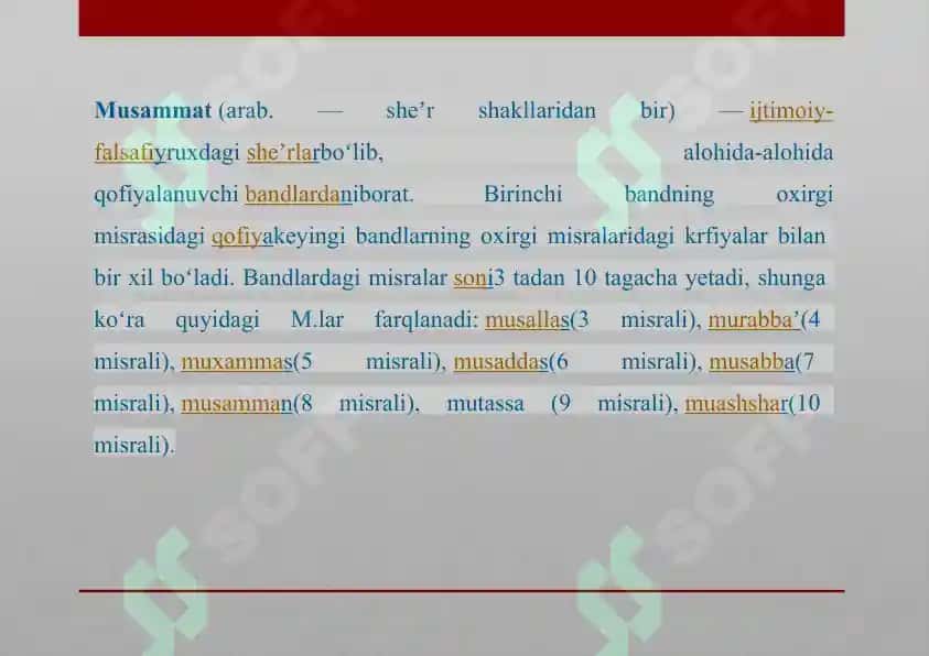 Murabba Muxammas va Musaddas She'r Shakllari 5